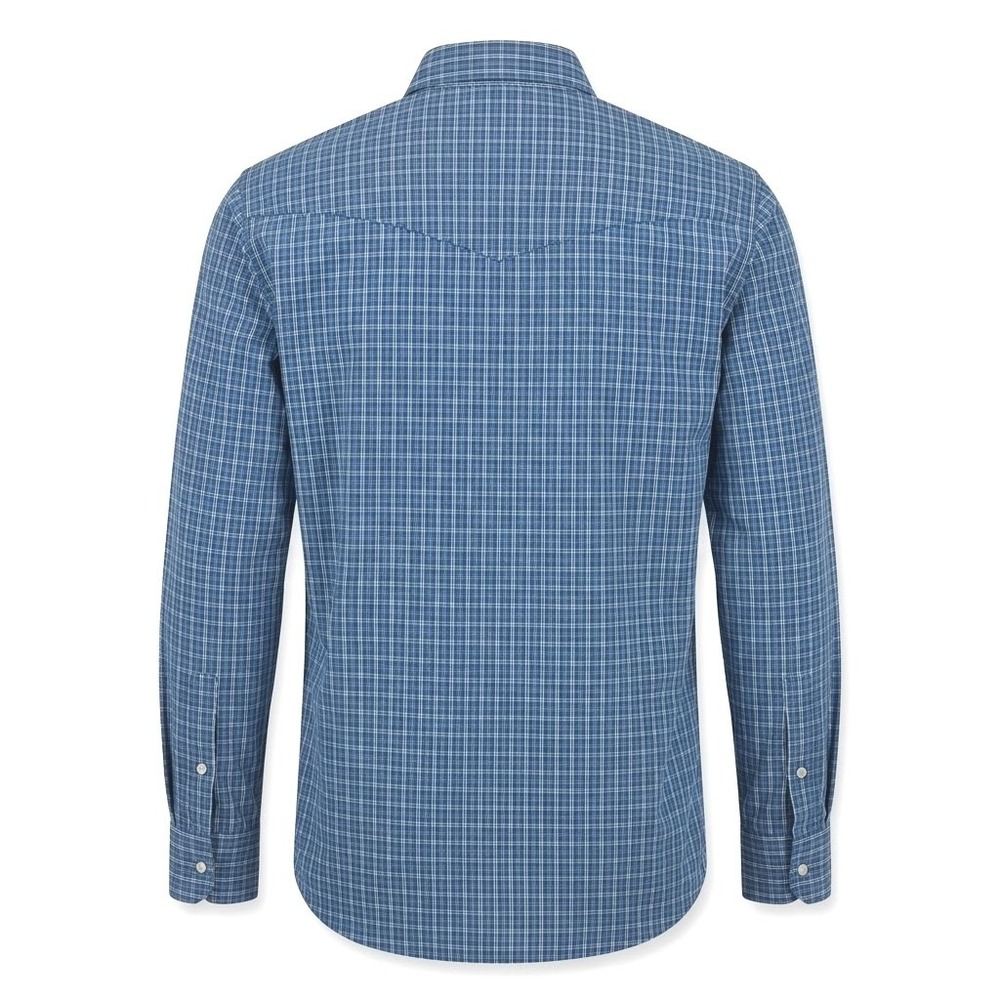 Criquet Mens Blue Plaid Western Pearl Snap Performance Shirt Large - CJ - Picture 6 of 8